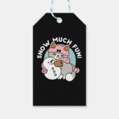 かわいい猫in雪ギアwith雪だるまアート ギフトタグ (正面)