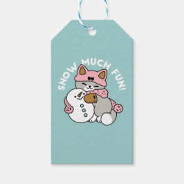 かわいい猫in雪ギアwith雪だるまアート ギフトタグ
