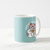 かわいい猫in雪ギアwith雪だるまアート コーヒーマグカップ (正面右)