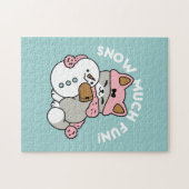 かわいい猫in雪ギアwith雪だるまアート ジグソーパズル (横)