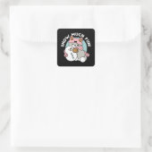 かわいい猫in雪ギアwith雪だるまアート スクエアシール (バッグ)