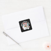 かわいい猫in雪ギアwith雪だるまアート スクエアシール (封筒)