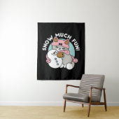 かわいい猫in雪ギアwith雪だるまアート タペストリー (インサイチュ)