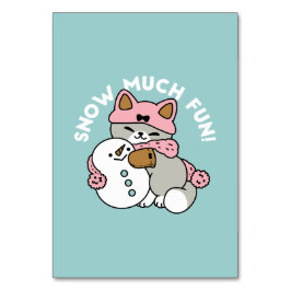 かわいい猫in雪ギアwith雪だるまアート テーブルナンバー