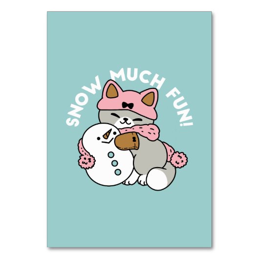かわいい猫in雪ギアwith雪だるまアート テーブルナンバー (正面)