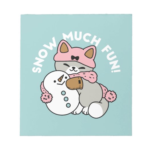 かわいい猫in雪ギアwith雪だるまアート ノートパッド (正面)