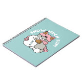 かわいい猫in雪ギアwith雪だるまアート ノートブック (左側)