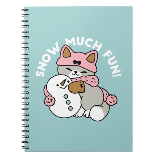 かわいい猫in雪ギアwith雪だるまアート ノートブック (正面)