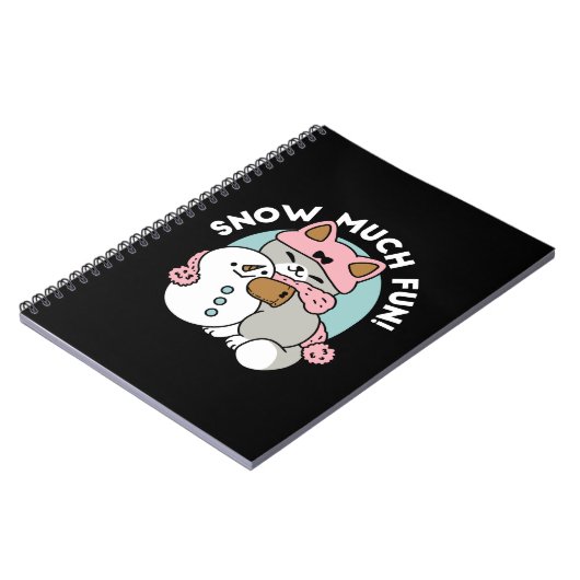 かわいい猫in雪ギアwith雪だるまアート ノートブック (左側)