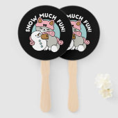 かわいい猫in雪ギアwith雪だるまアート ハンドファン (正面&裏面)