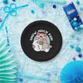 かわいい猫in雪ギアwith雪だるまアート ペーパープレート (パーティー)