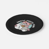 かわいい猫in雪ギアwith雪だるまアート ペーパープレート (アングル)