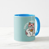 かわいい猫in雪ギアwith雪だるまアート マグカップ (正面右)