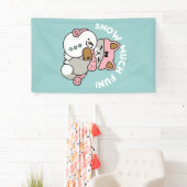 かわいい猫in雪ギアwith雪だるまアート 横断幕 (インサイチュ)