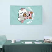 かわいい猫in雪ギアwith雪だるまアート 横断幕 (トレードショー)