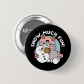 かわいい猫in雪ギアwith雪だるまアート 缶バッジ (正面&裏面)