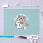かわいい猫in雪ギアwith雪だるまアート 薄葉紙 (クラフト)