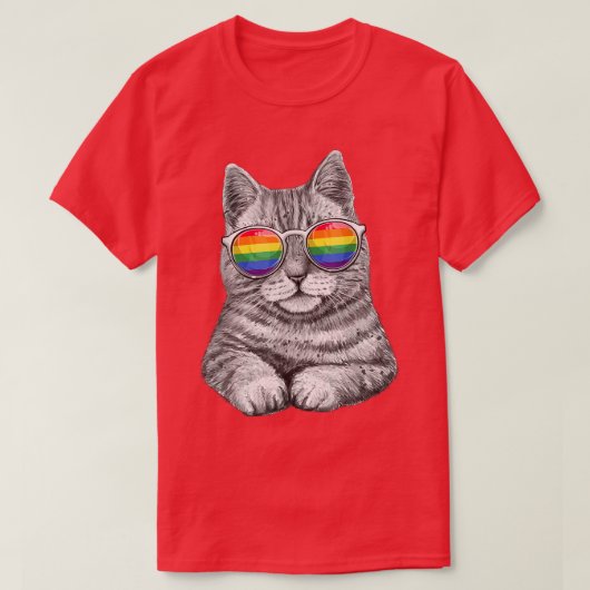 かわいい猫LGBTゲイレインボープライドフラッグボーイズ男女の子 Tシャツ (デザイン正面)