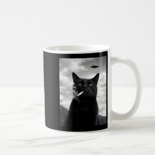 かわいい猫UFOミームセルフィーエイリアン コーヒーマグカップ