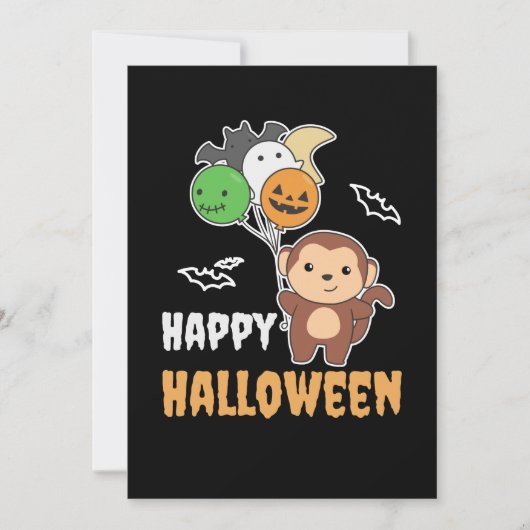 かわいい猿のハロウィン風船 子供のための猿 シーズンカード (正面)