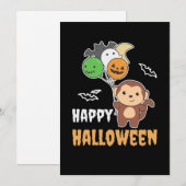 かわいい猿のハロウィン風船 子供のための猿 シーズンカード (正面/裏面)