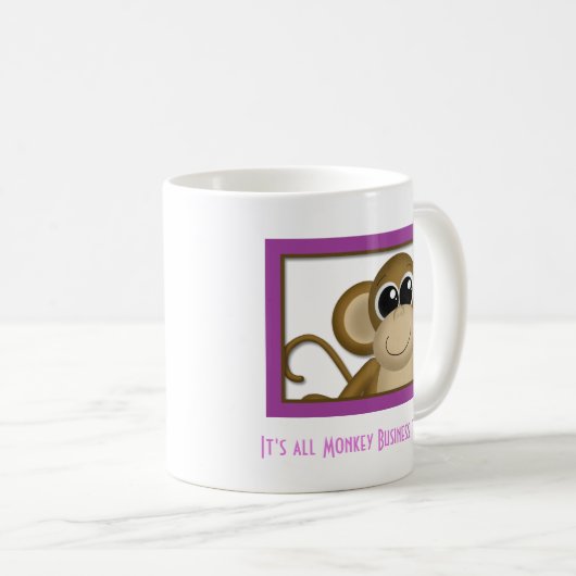 かわいい猿の紫色のマグ コーヒーマグカップ (正面右)