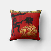 かわいい猿中国のな年の(占星術の)十二宮図の誕生日の枕 クッション (裏面)