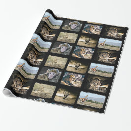 かわいい猿、ライオンおよびキリンのギフト用包装紙 ラッピングペーパー