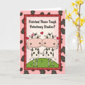 かわいい獣医学院生マンガ牛 カード (黄色い花)