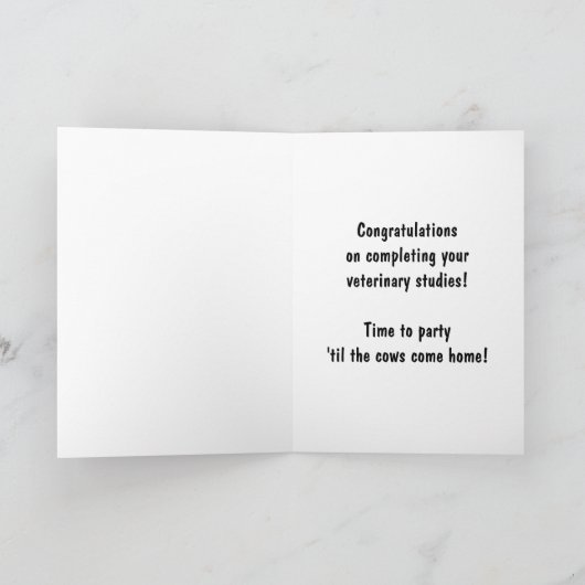 かわいい獣医院卒業生の漫画の牛 カード (内部)