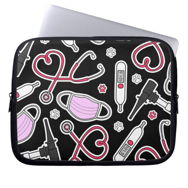 かわいい獣医/獣医の技術者愛 ラップトップスリーブ (正面)