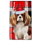 かわいい王チャールズ・クリスマス犬と一緒に祈る スモールペーパーバッグ (正面)