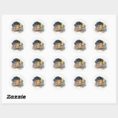 かわいい王ライオンが月に寝そべっている ラウンドシール (シート)