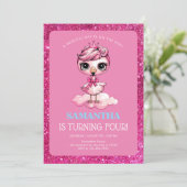 かわいい王冠のフラインゴの誕生日 招待状 (スタンド正面)