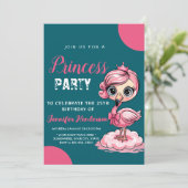 かわいい王冠のフラインゴの誕生日 招待状 (スタンド正面)