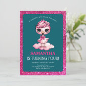 かわいい王冠のフラインゴ誕生日 招待状 (スタンド正面)