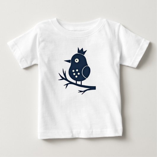 かわいい王冠をかぶった鳥のトドラーTシャツ ベビーTシャツ (正面)