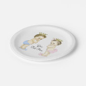 かわいい王子とプリンセス男の子と女の子双子ベビー ペーパープレート (アングル)