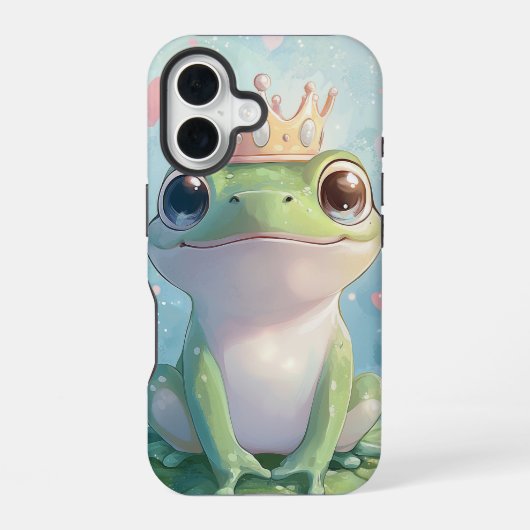 かわいい王室のカエルのアニメのケース iPhone 16ケース (裏面)