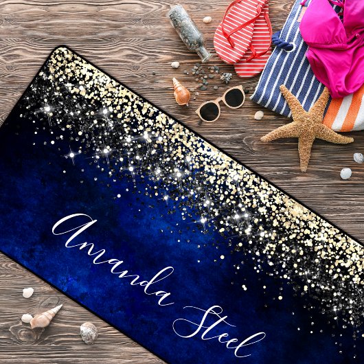 かわいい王室のブルー金ゴールドフェイクグリッター デスクマット