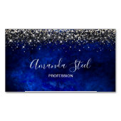 かわいい王室のブルー金ゴールドフェイクグリッター マグネット名刺 (正面)