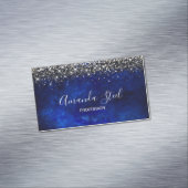 かわいい王室のブルー金ゴールドフェイクグリッター マグネット名刺 (インサイチュ)