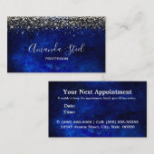 かわいい王室のブルー金ゴールドフェイクグリッター 予約カード (正面/裏面)