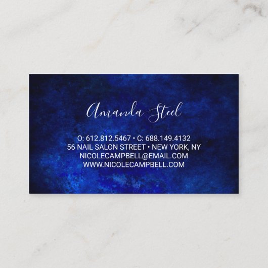 かわいい王室のブルー金ゴールドフェイクグリッター 名刺 (裏面)