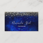かわいい王室のブルー金ゴールドフェイクグリッター 名刺 (正面)