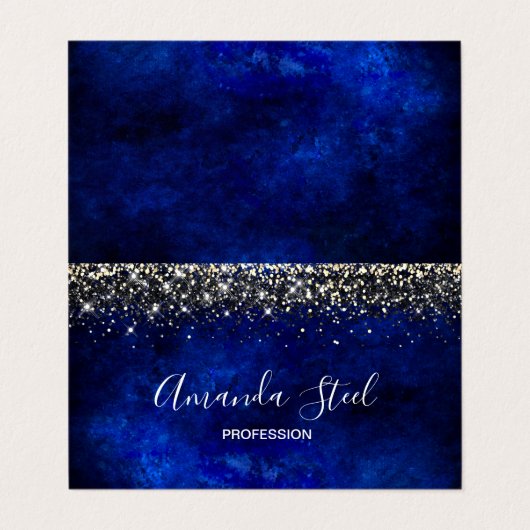 かわいい王室のブルー金ゴールドフェイクグリッター 名刺 (外部フラット)