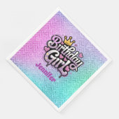 かわいい王室の誕生日ガールパーティーペーパーナプキン (コーナー)