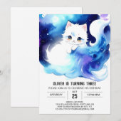 かわいい現代の子猫の誕生日 招待状 (正面/裏面)