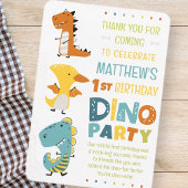 かわいい現代の恐竜の子供の誕生日パーティー サンキューカード
