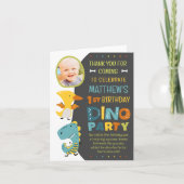 かわいい現代の恐竜子供の写真誕生日パーティー サンキューカード (正面)